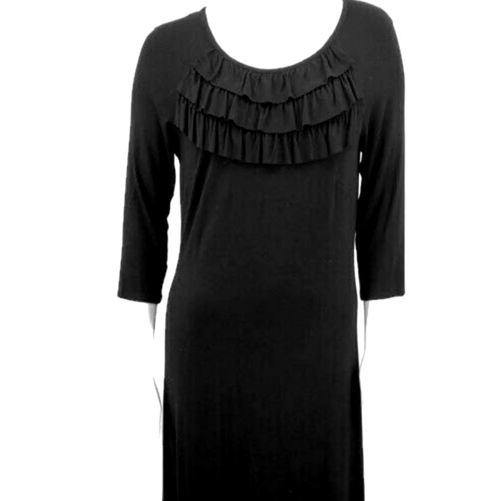 HANNAH ANDERSSON WOMENS BUTTERY SOFT BLACK DUFFLE NECK 3/4 SLEEVE DRESS